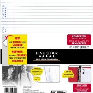 FIVE STAR REINFORCED REFILL PAPER, 10-7/8″ X 8-3/8″, 100 SHEETS